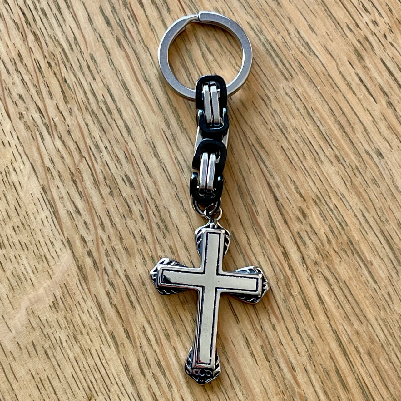 Cross stainless steel keychain - photo 2