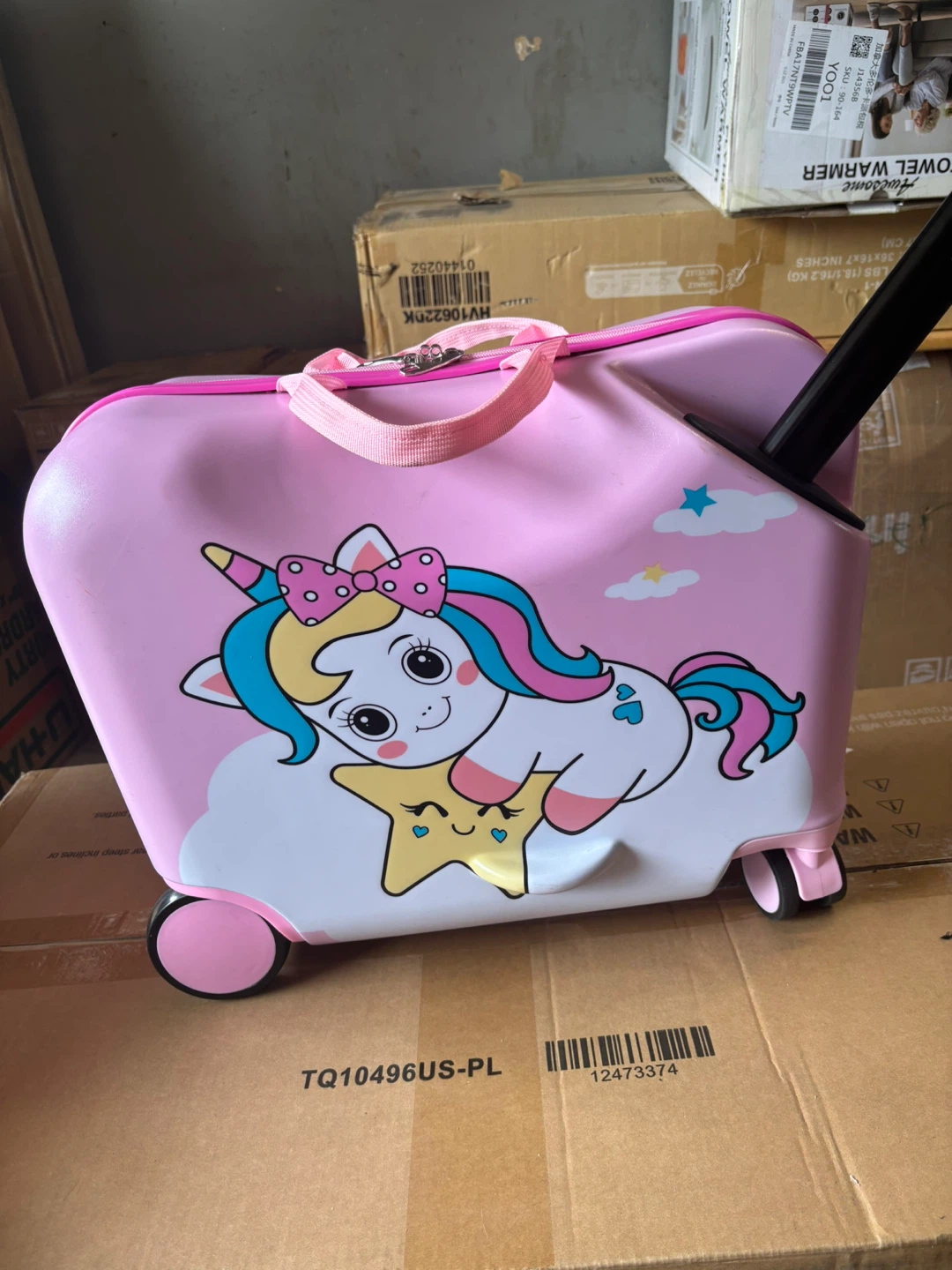 Kids Pink Unicorn Carry-On Luggage and Backpack Set