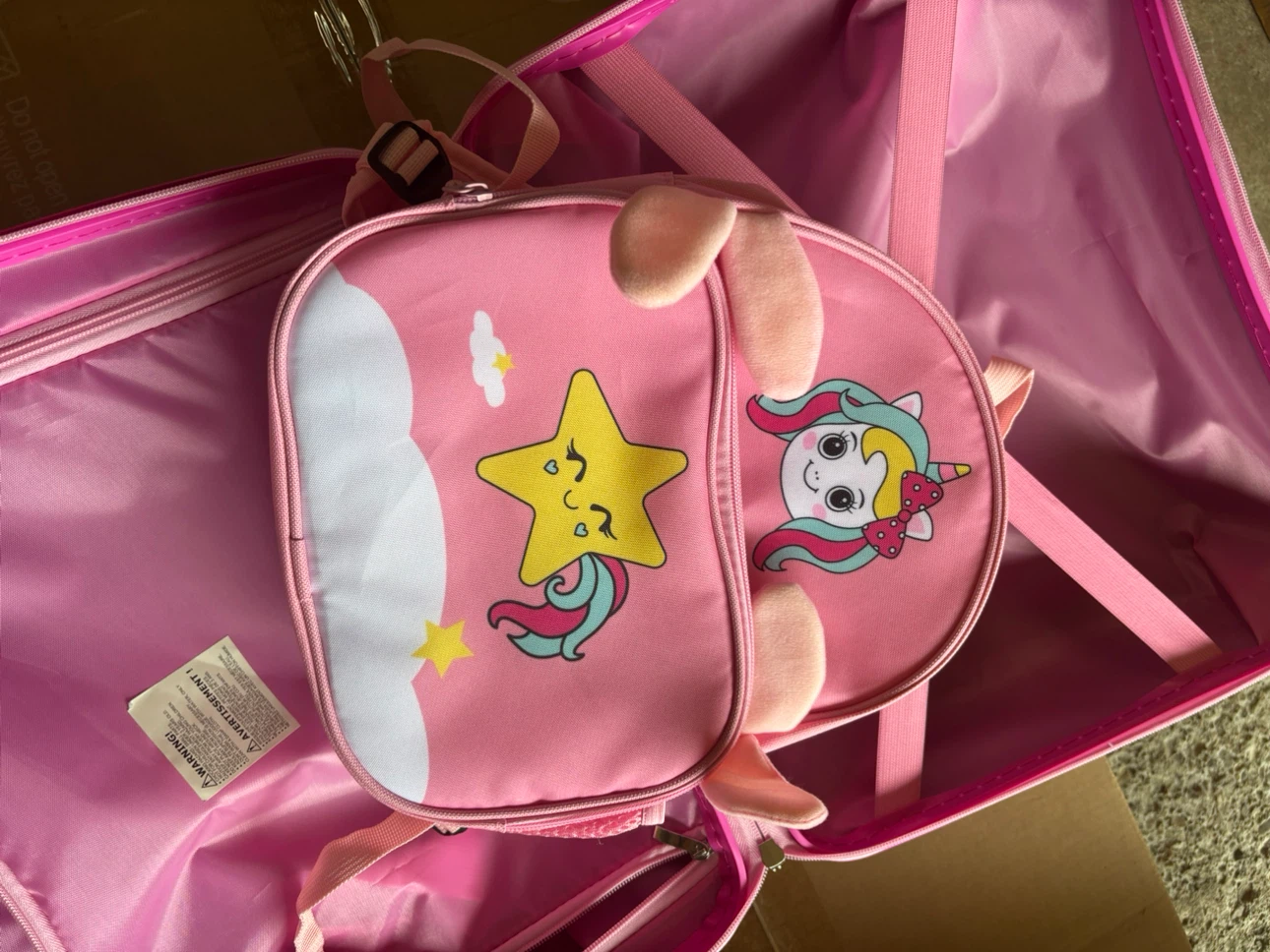 Kids Pink Unicorn Carry-On Luggage and Backpack Set - photo 4