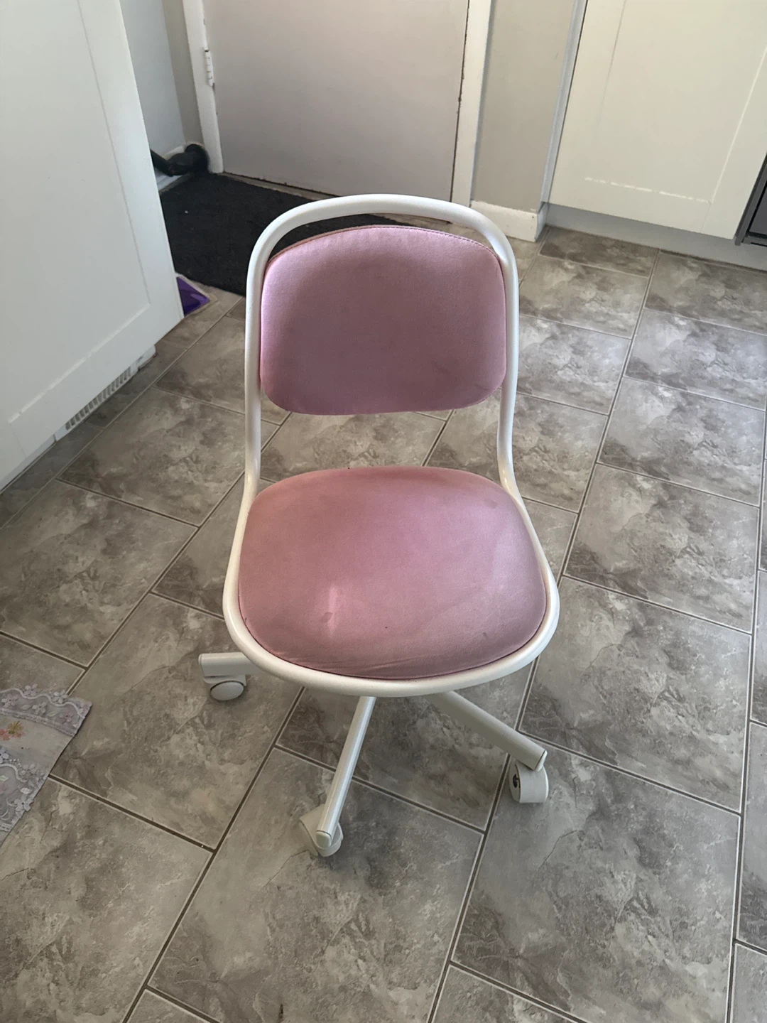 Pink Velvet Swivel Desk Chair