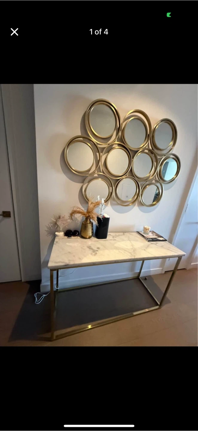 Marble Top Console Table with Gold Frame