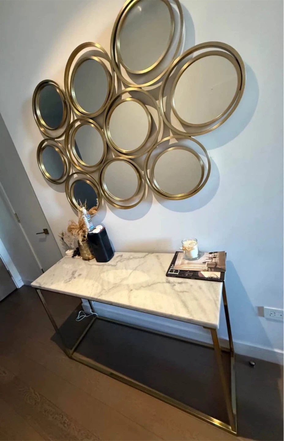 Marble Top Console Table with Gold Frame - photo 2