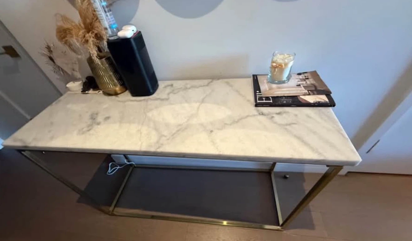 Marble Top Console Table with Gold Frame - photo 4