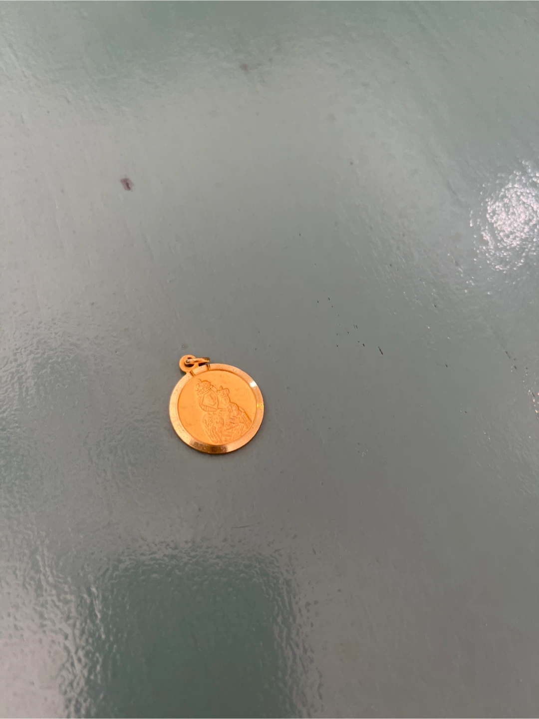 Gold Tone Round Religious Medal Pendant - photo 2