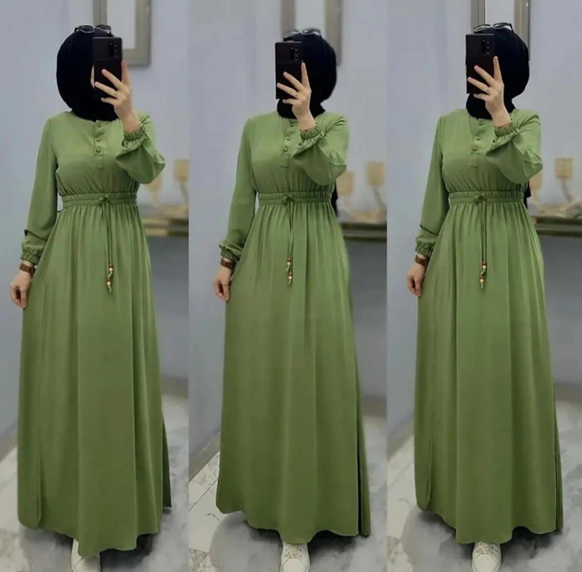 Maxi Dress with Drawstring Waist - photo 2