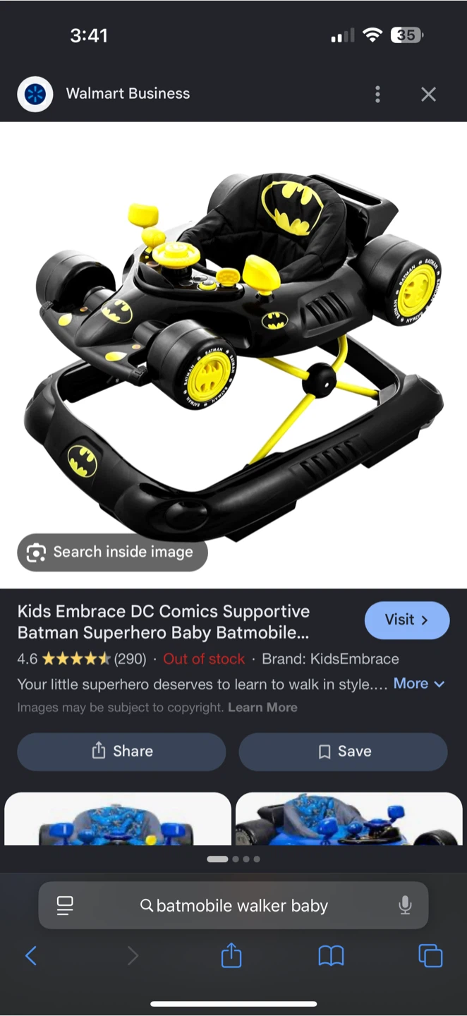 Kids Embrace DC Comics Batman Batmobile Baby Walker