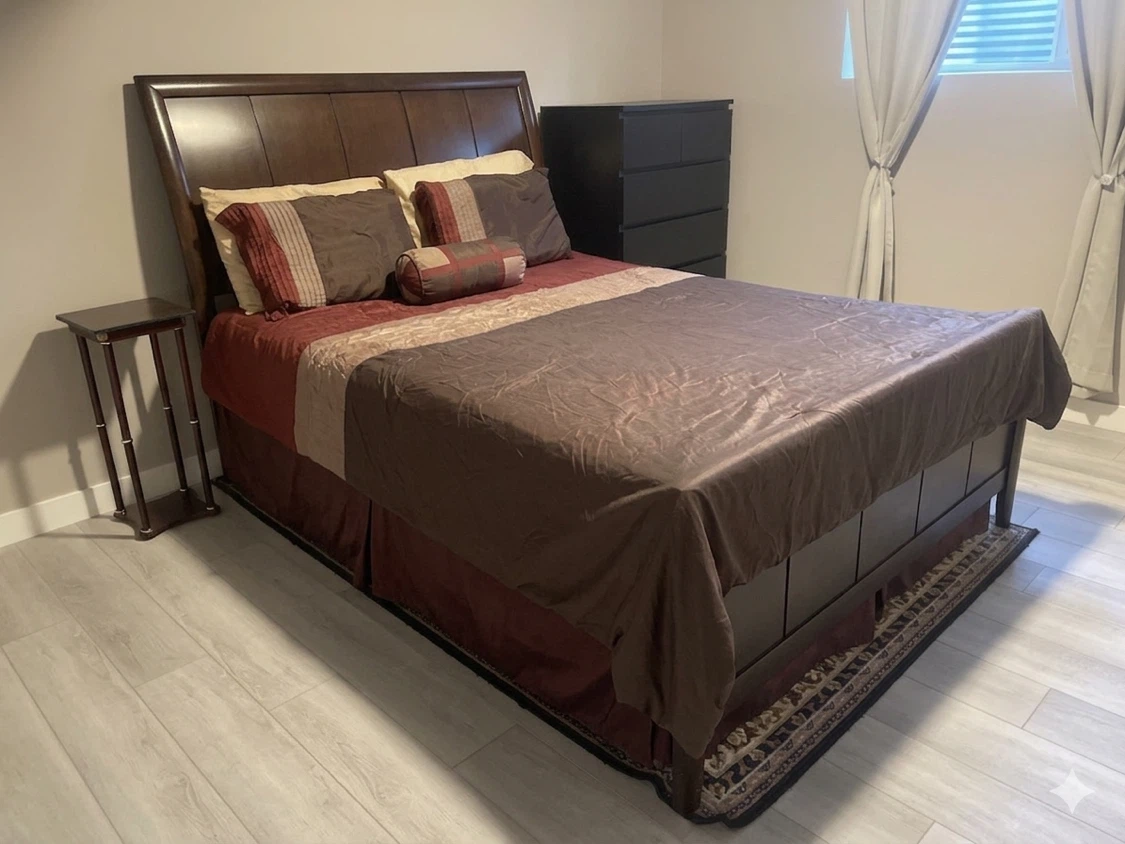 Wood Queen Bedroom Set - Dresser, Nightstand, Bed Frame
