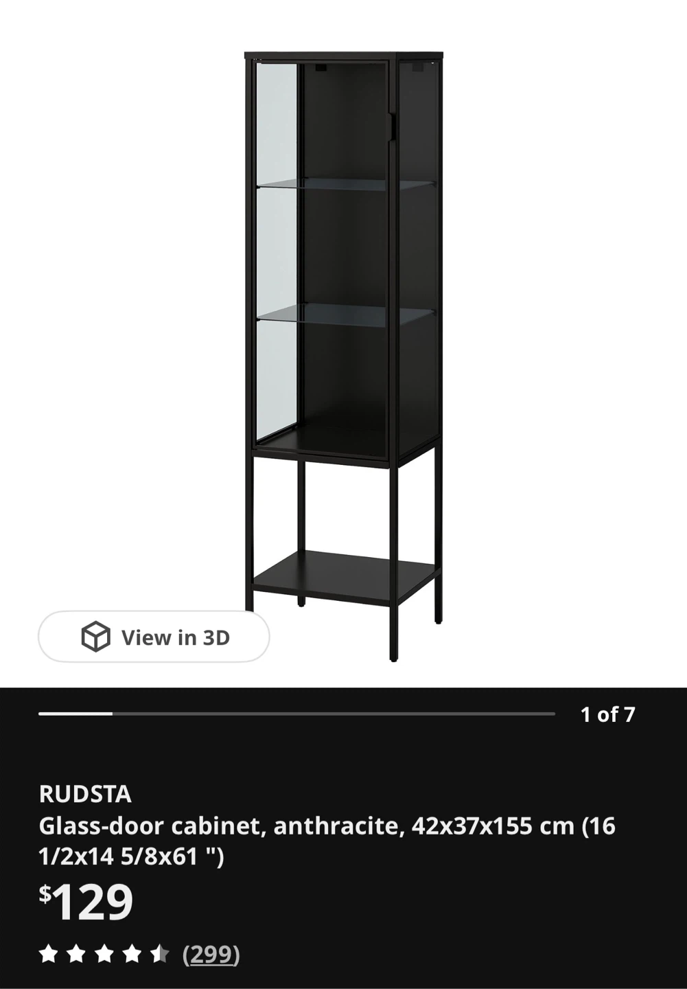 IKEA RUDSTA cabinet with glass doors