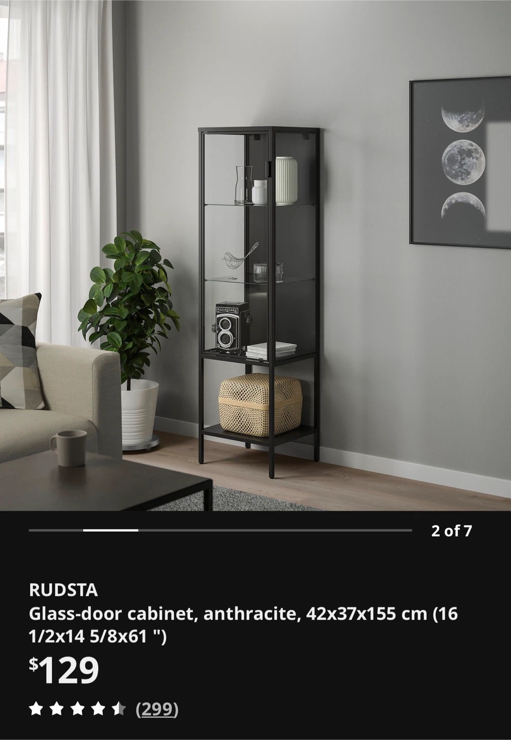 IKEA RUDSTA cabinet with glass doors - photo 2