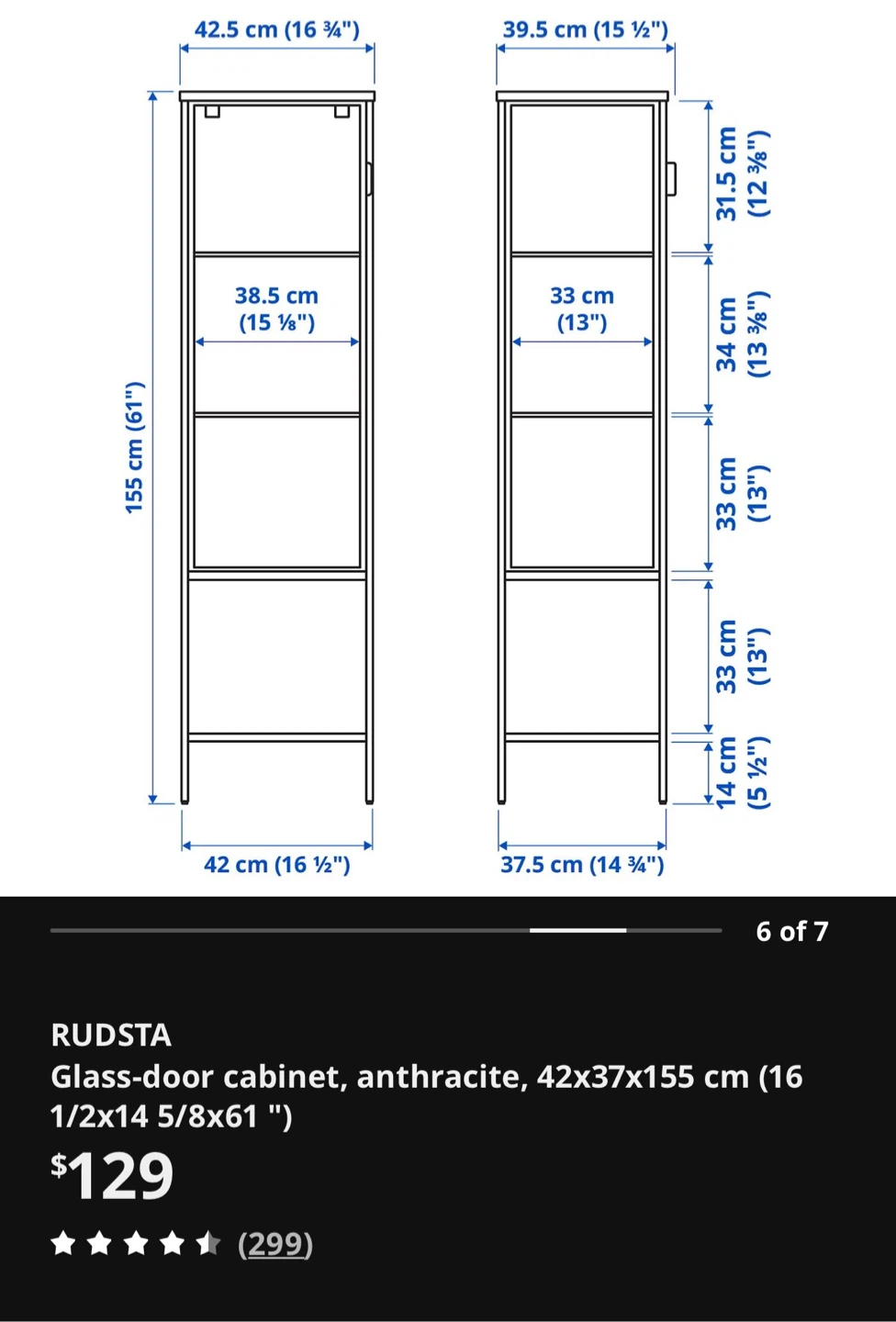 IKEA RUDSTA cabinet with glass doors - photo 3