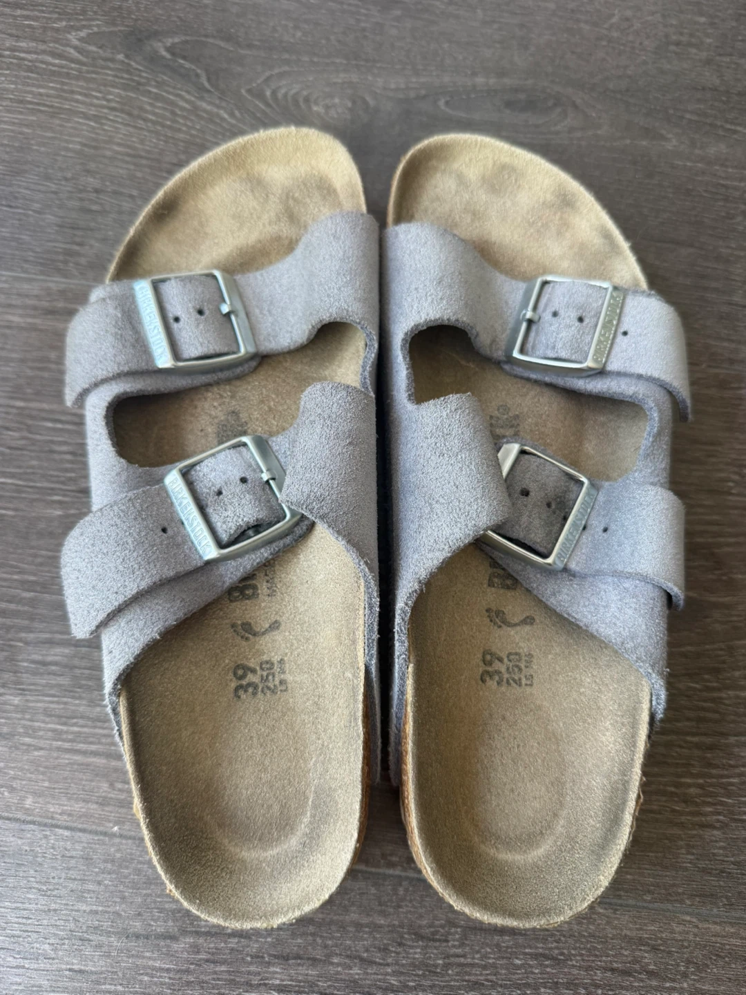 Birkenstock Arizona Sandals Grey Suede Size 39