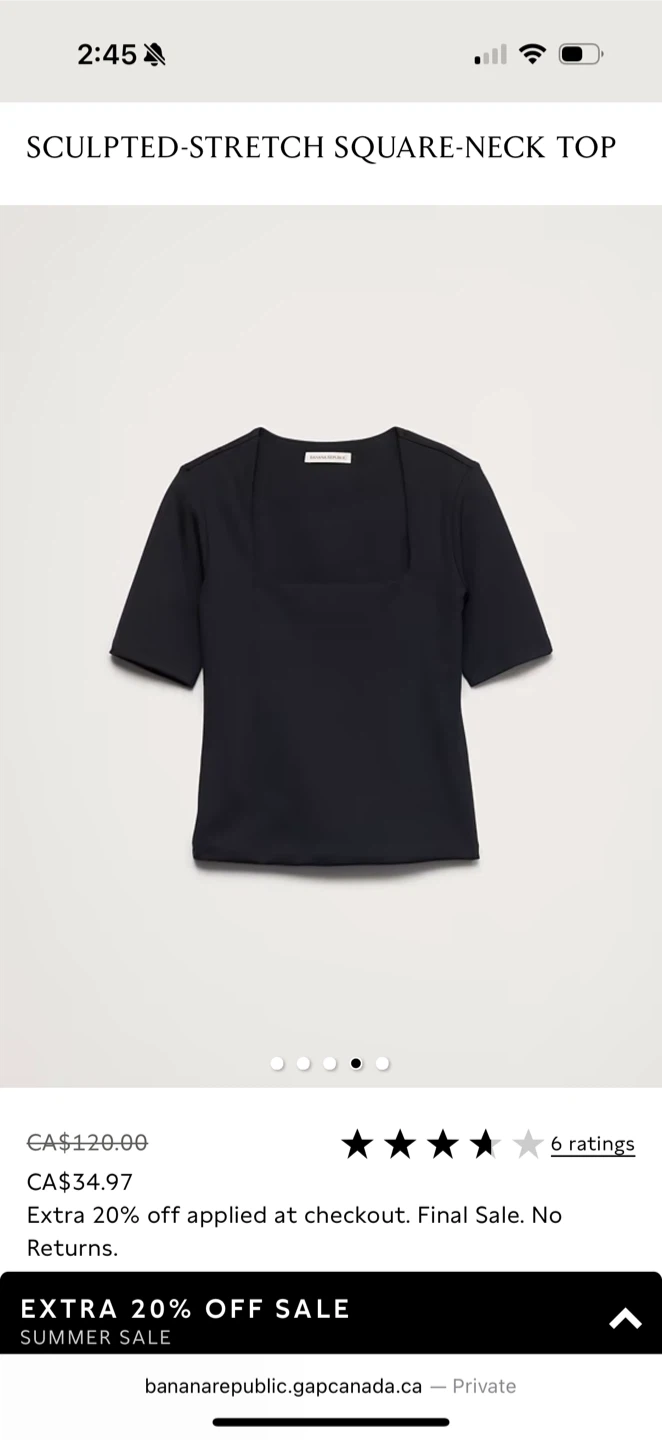 New with tag Banana Republic Square-Neck Top - Size M