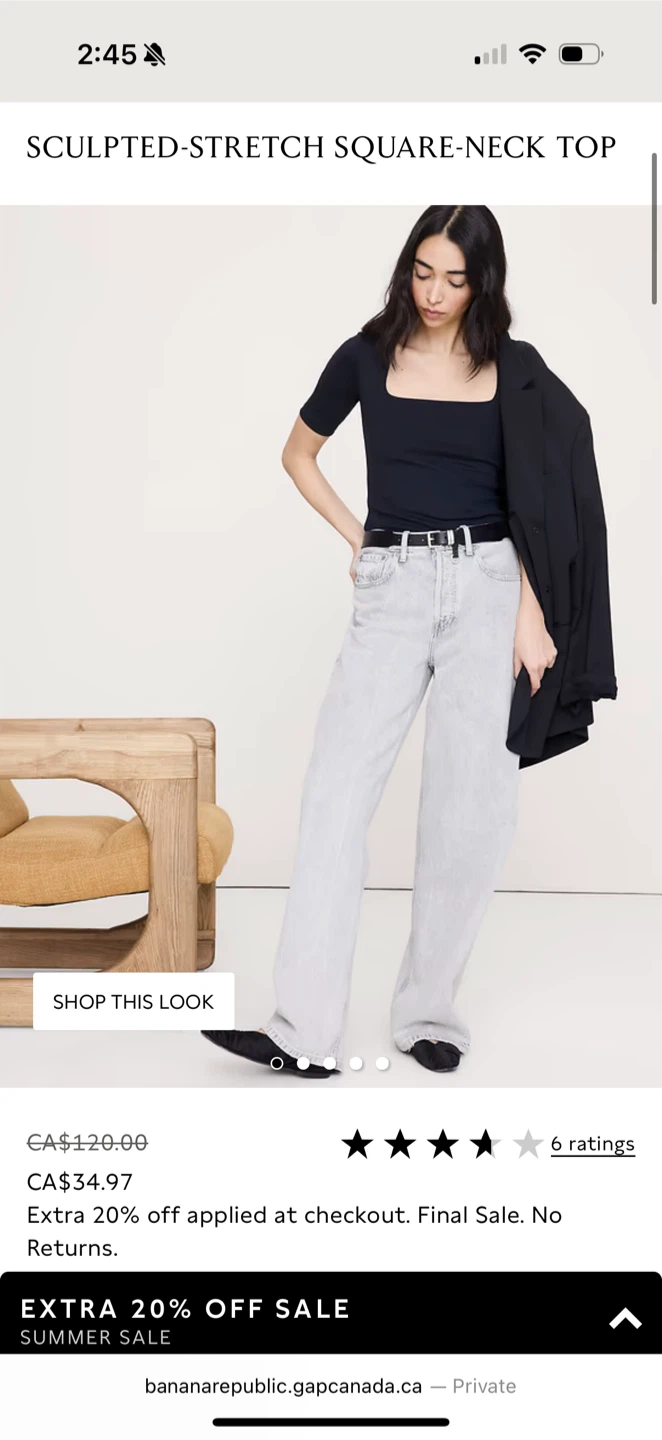 New with tag Banana Republic Square-Neck Top - Size M - photo 2