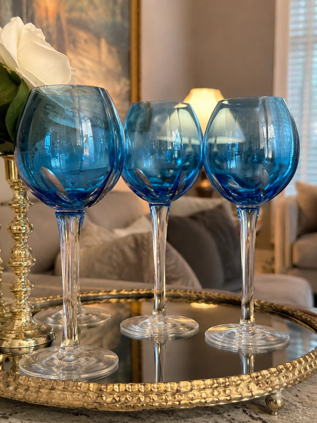 Set of 8 Blue Wine Glasses - photo 2