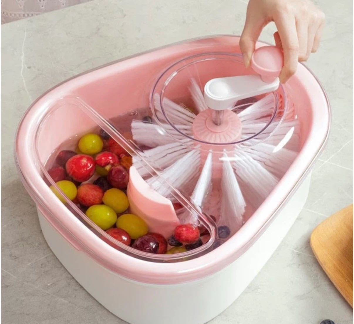 Pink Rotary Fruit & Vegetable Washer Spinner - photo 3