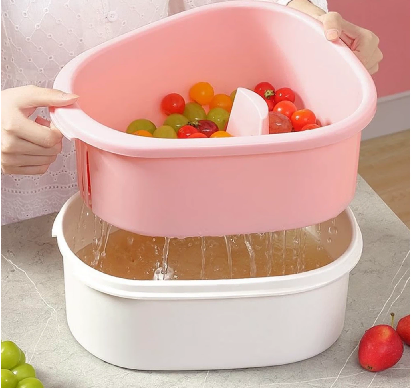 Pink Rotary Fruit & Vegetable Washer Spinner - photo 2