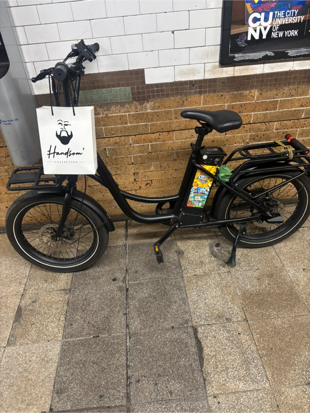 Black Electric Bike with Basket