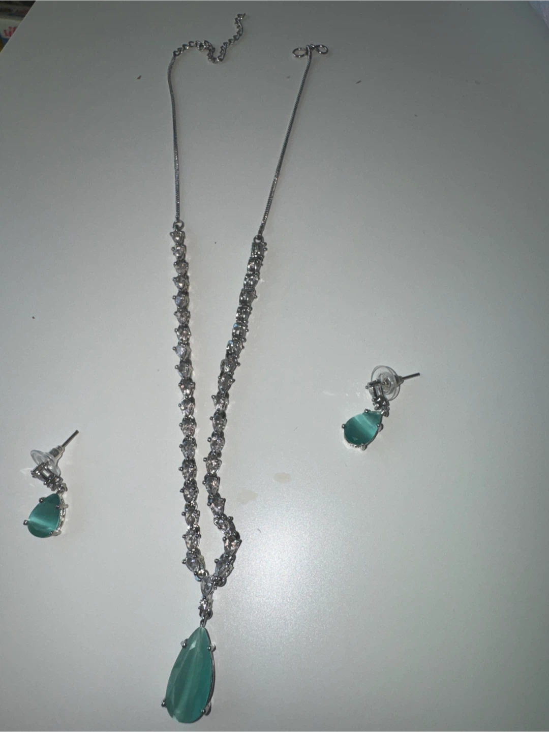 Teardrop Gemstone Necklace and Earrings Set
