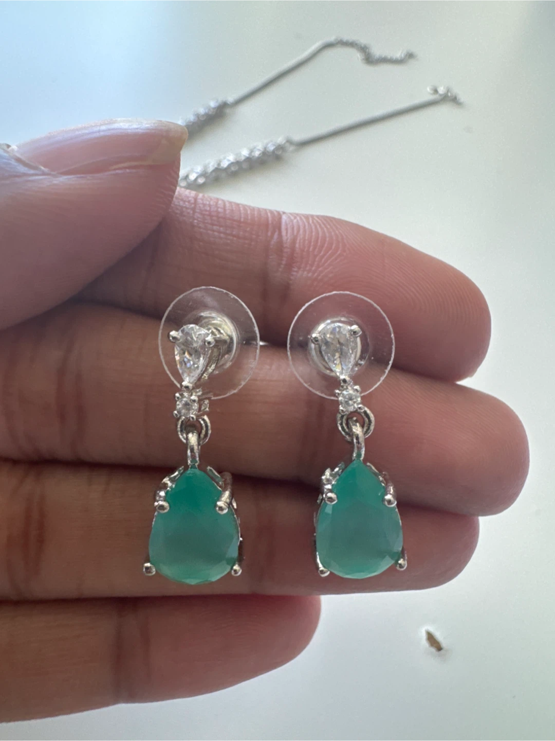 Teardrop Gemstone Necklace and Earrings Set - photo 3