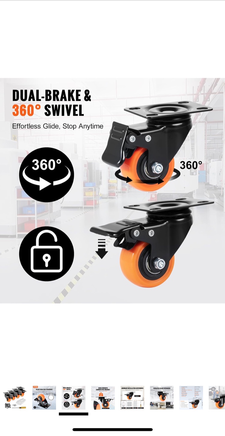 VEVOR Swivel Plate Casters (Set of 4) - 2 inch - photo 3