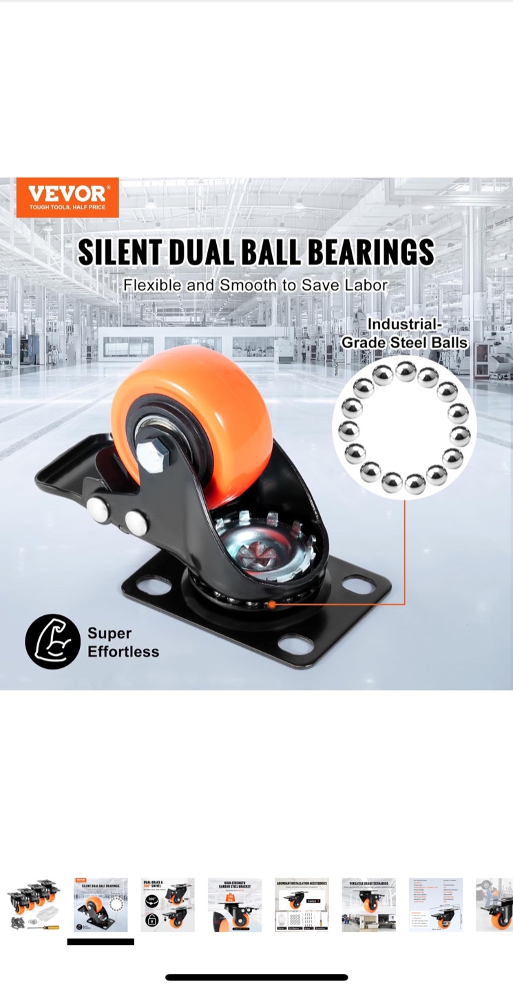 VEVOR Swivel Plate Casters (Set of 4) - 2 inch - photo 2