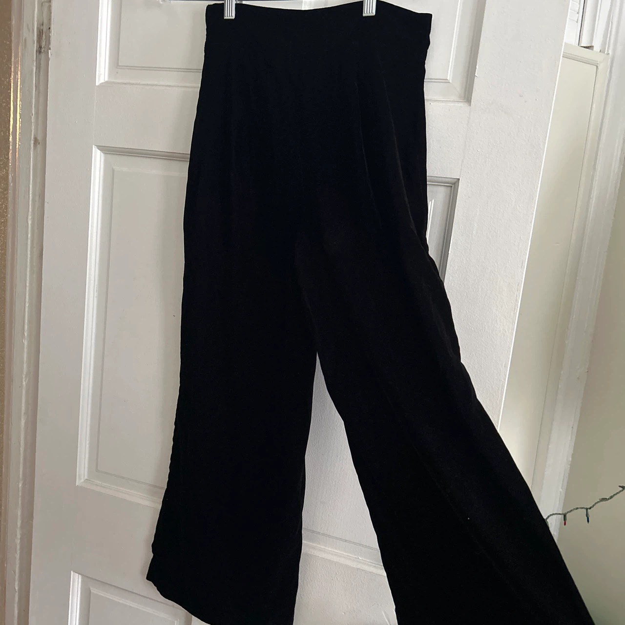 Zara Woman Black Velvet Wide Leg Pants