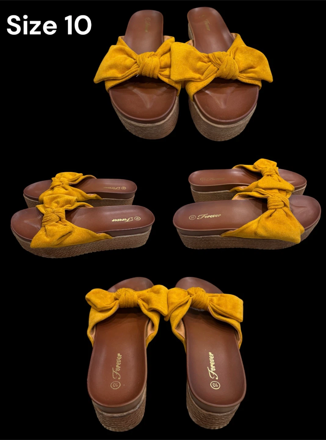Yellow Bow Platform Sandals Size 10