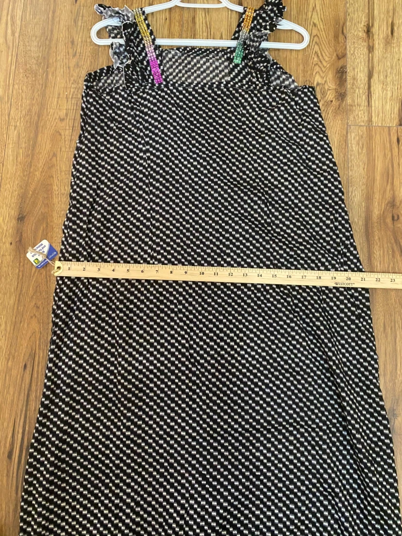 Black and White Pattern Maxi Dress with Rainbow Straps - photo 3