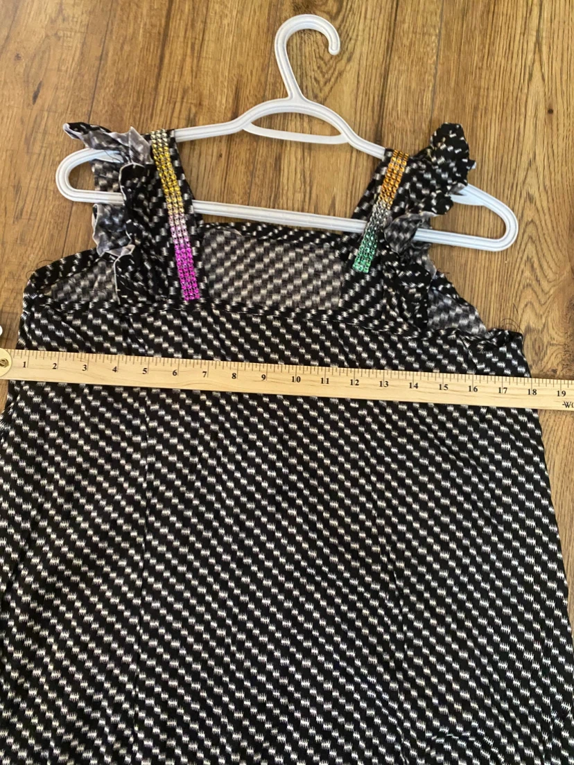 Black and White Pattern Maxi Dress with Rainbow Straps - photo 4