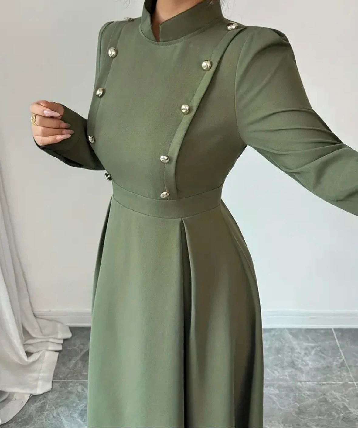 Olive Green Button-Up Maxi Dress - photo 3