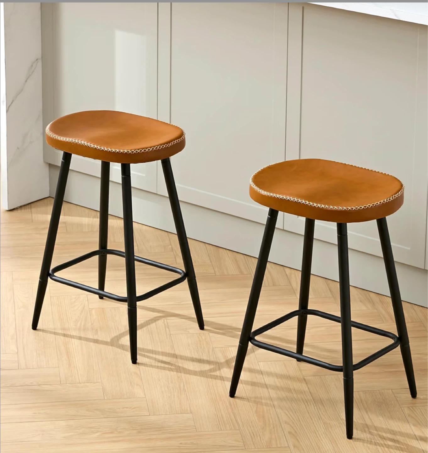 Saddle Seat Bar Stools - Set of 2