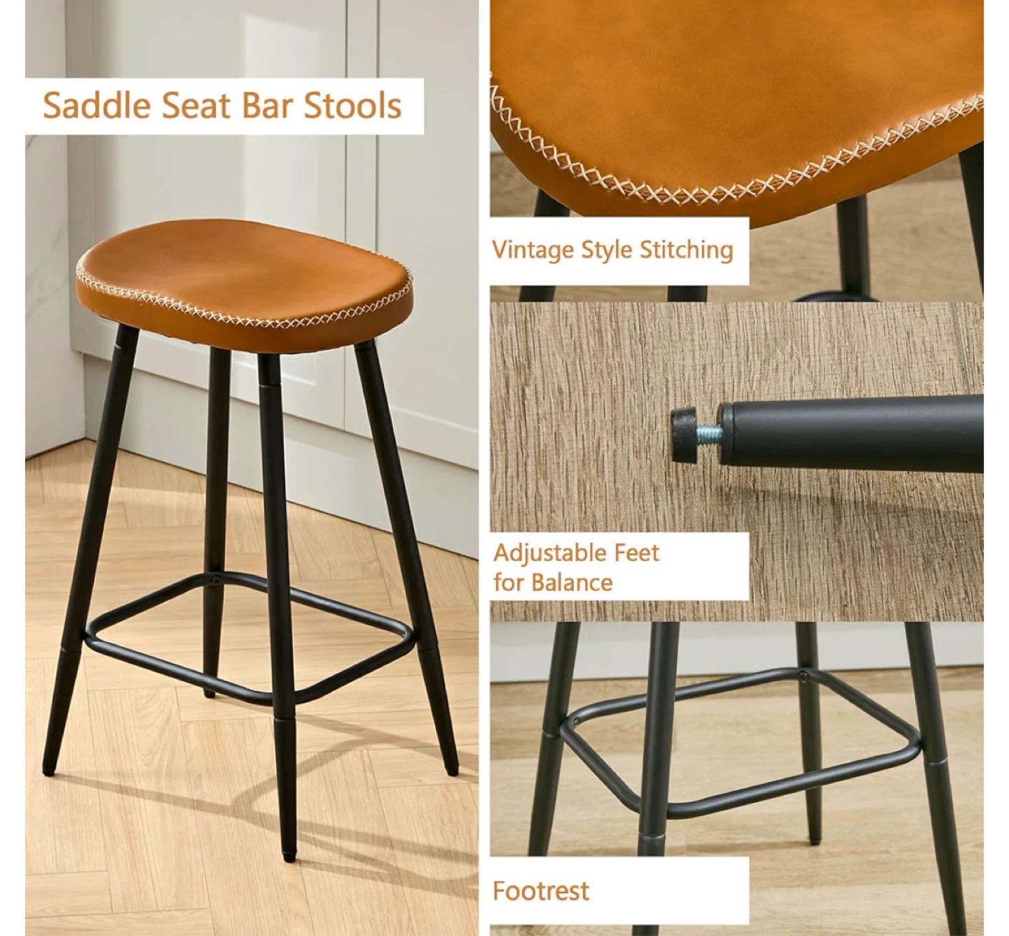 Saddle Seat Bar Stools - Set of 2 - photo 2
