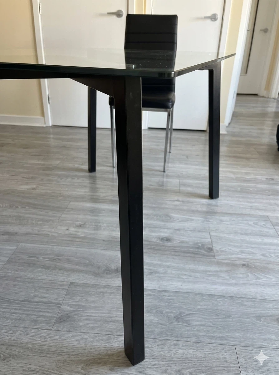 Glass Top Dining Table with Black Metal Legs - photo 2
