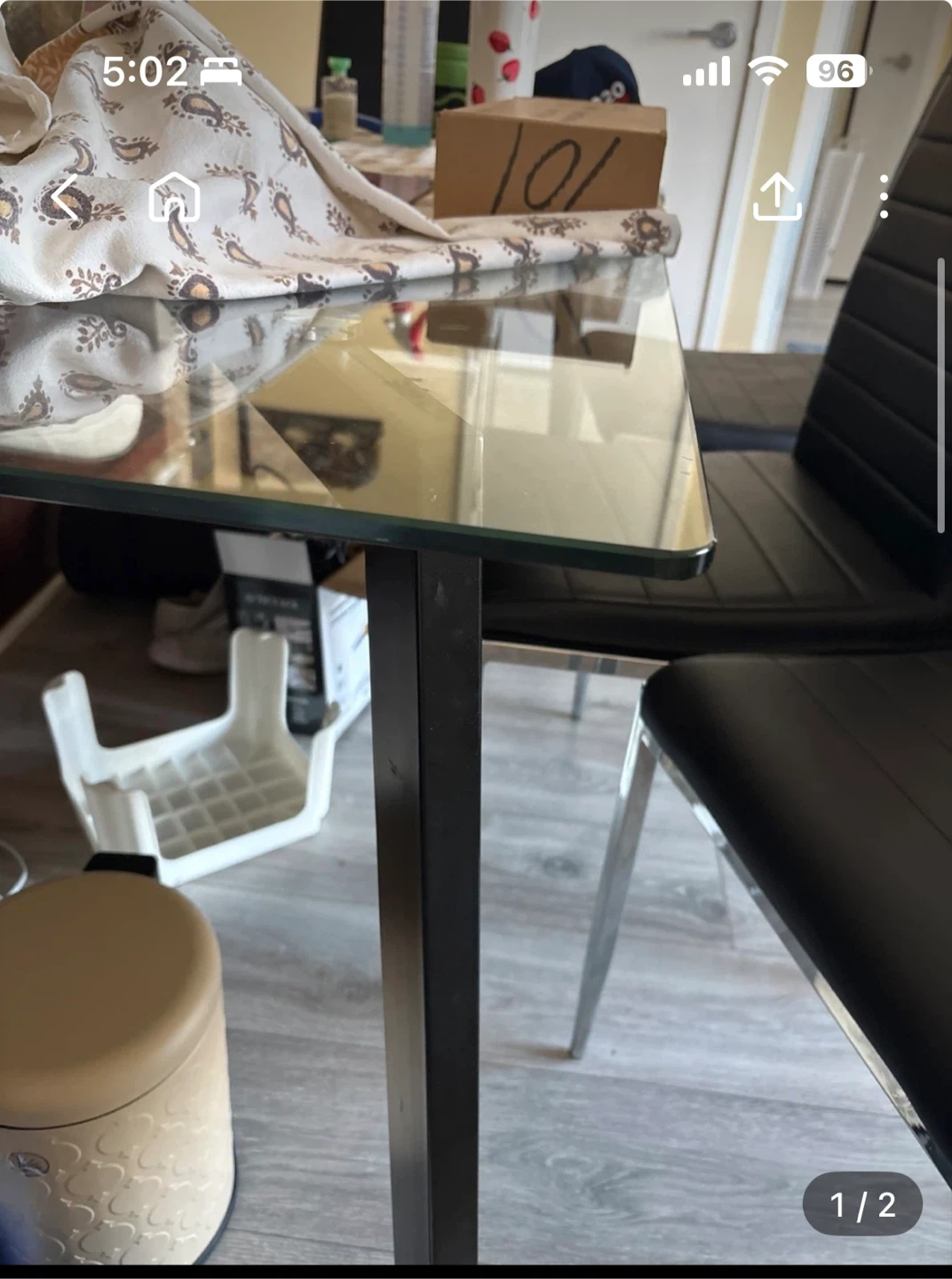 Glass Top Dining Table with Black Metal Legs - photo 3