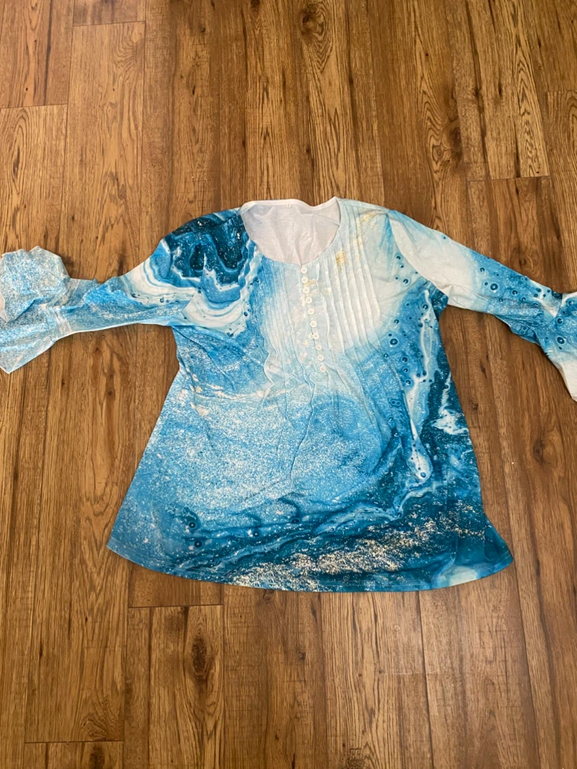 Blue Swirl Print Blouse - photo 3