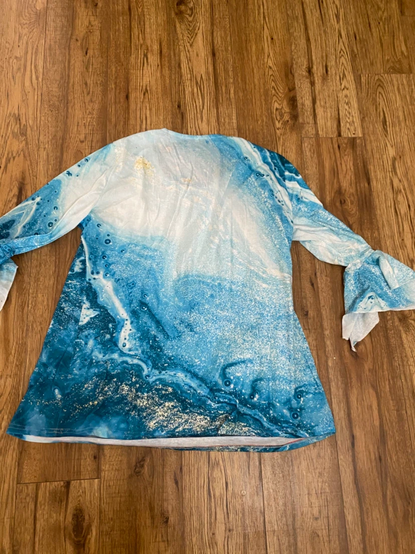 Blue Swirl Print Blouse - photo 4