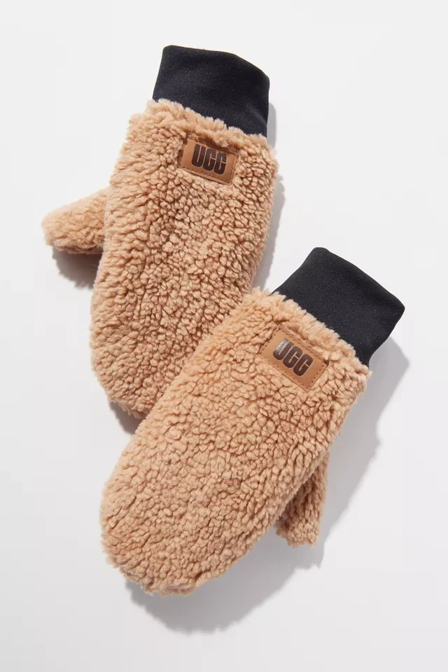 UGG Black Faux Fur Pom Pom & Sherpa Mittens $40/set - photo 2