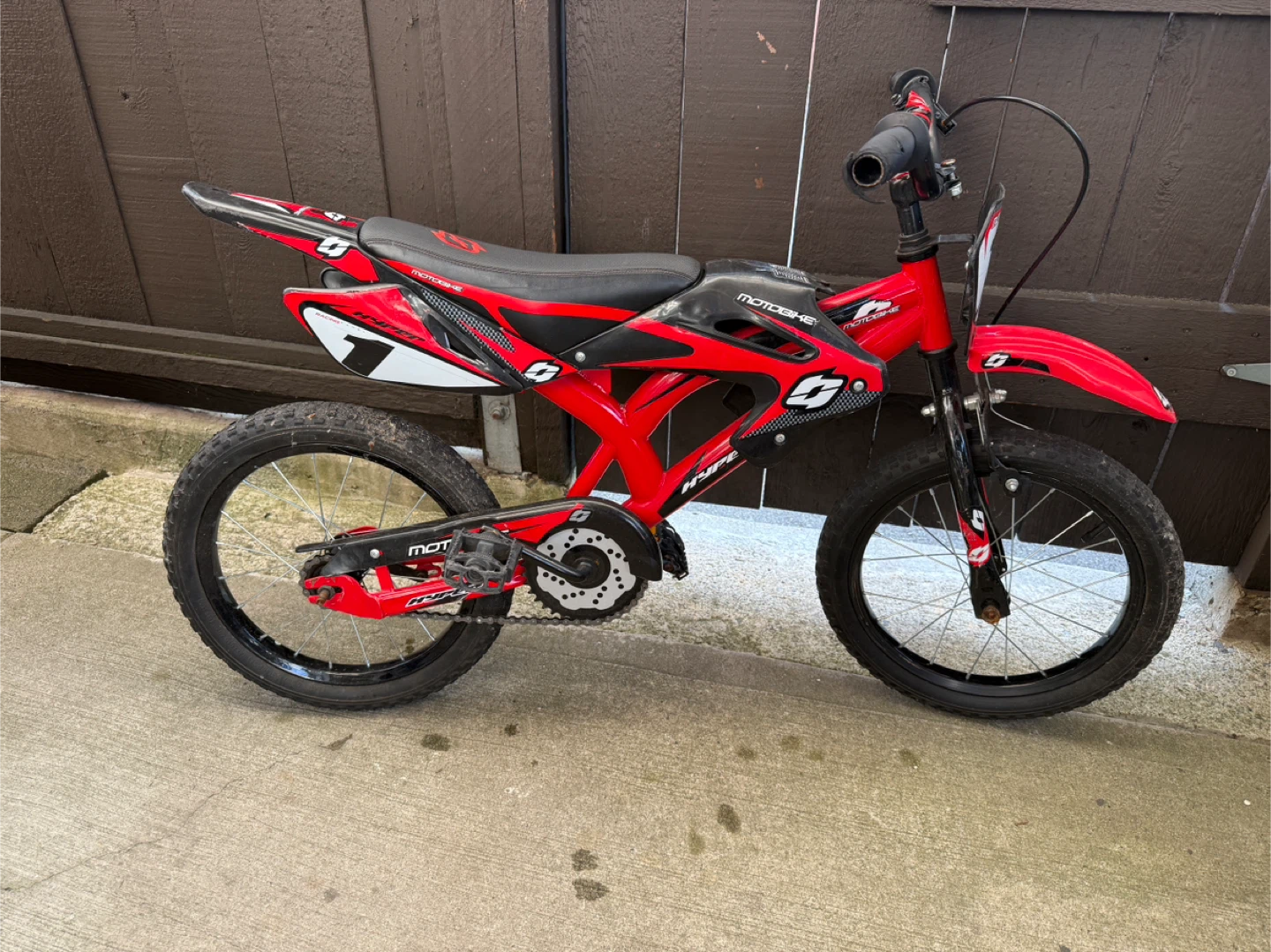 18 inch Red Huffy Motobike Kids Bicycle