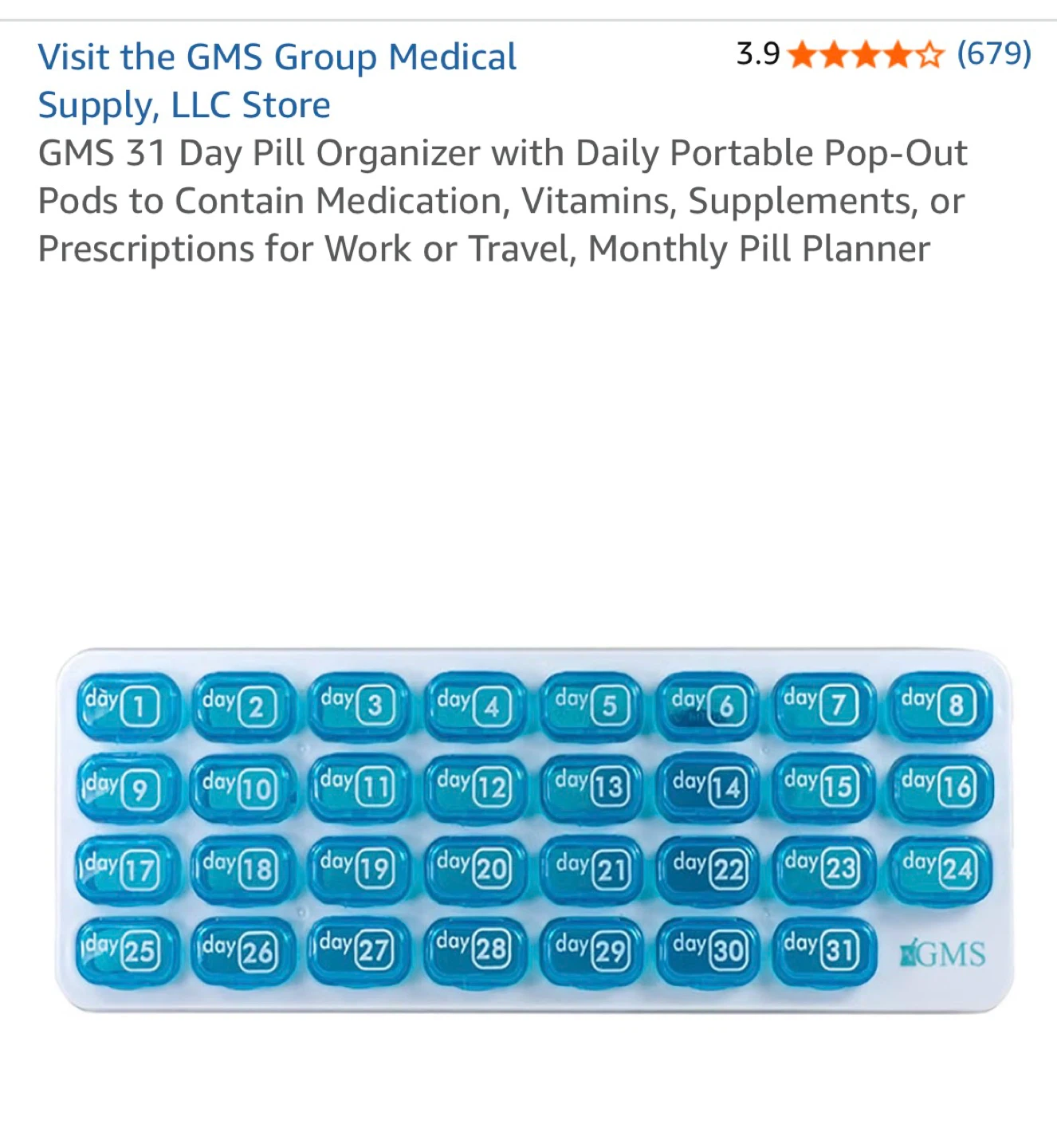Month - GMS 31 Day Pill Organizer - photo 2