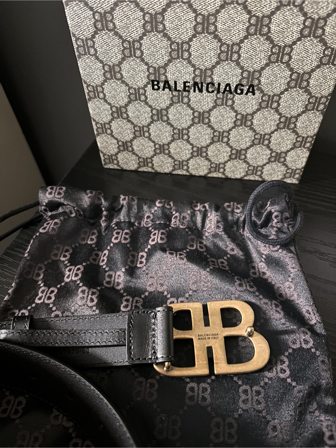 Balenciaga Black Leather BB Logo Belt - photo 3
