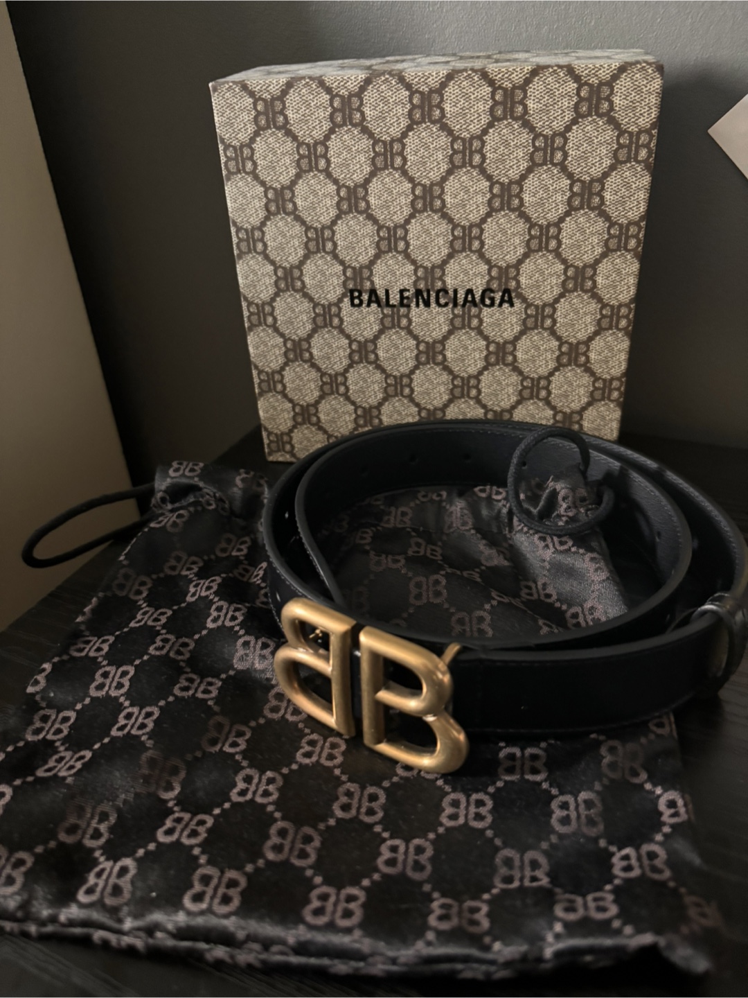 Balenciaga Black Leather BB Logo Belt - photo 2