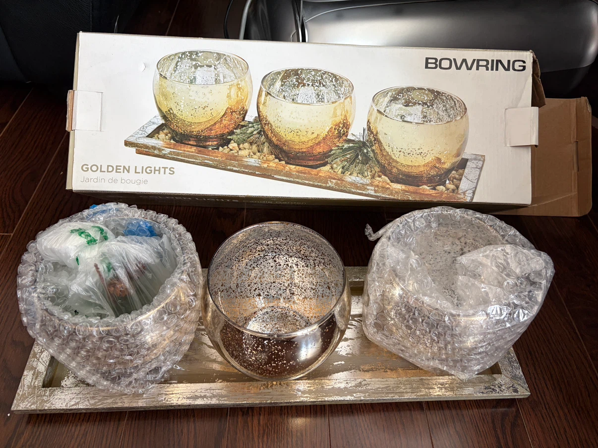 BOWRING Golden Lights Candle Holder Set