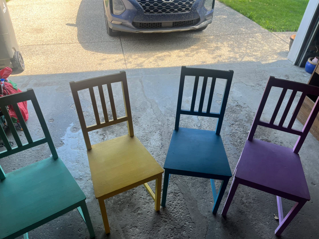 Painted IKEA chairs