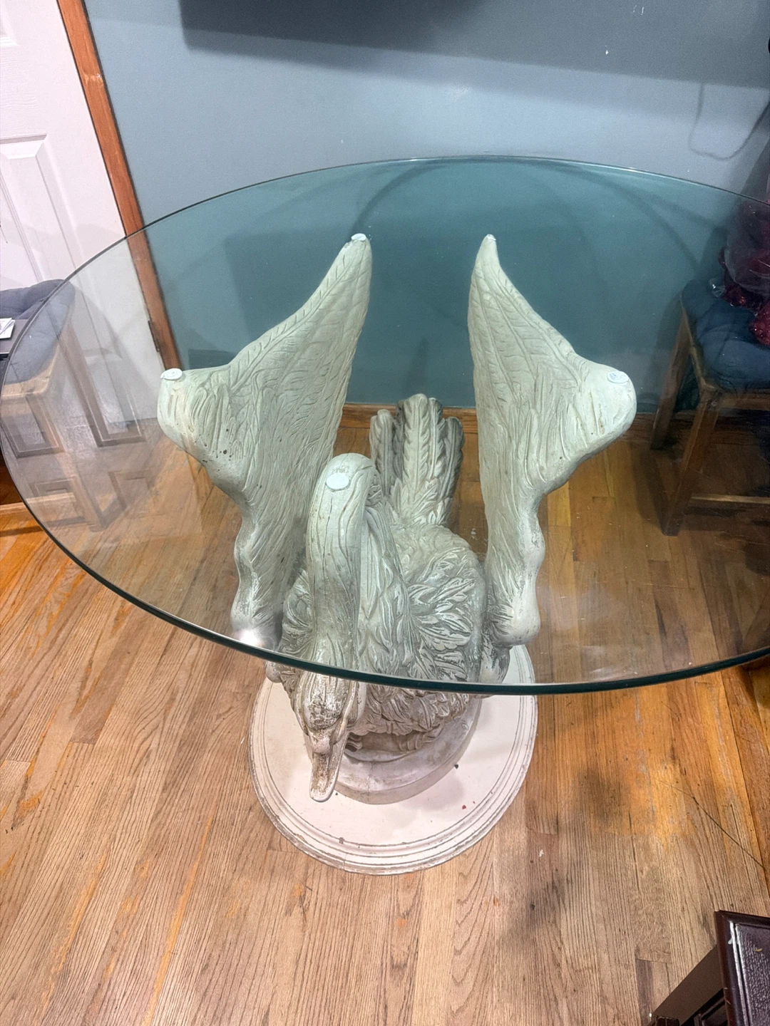 swan-shaped glass table