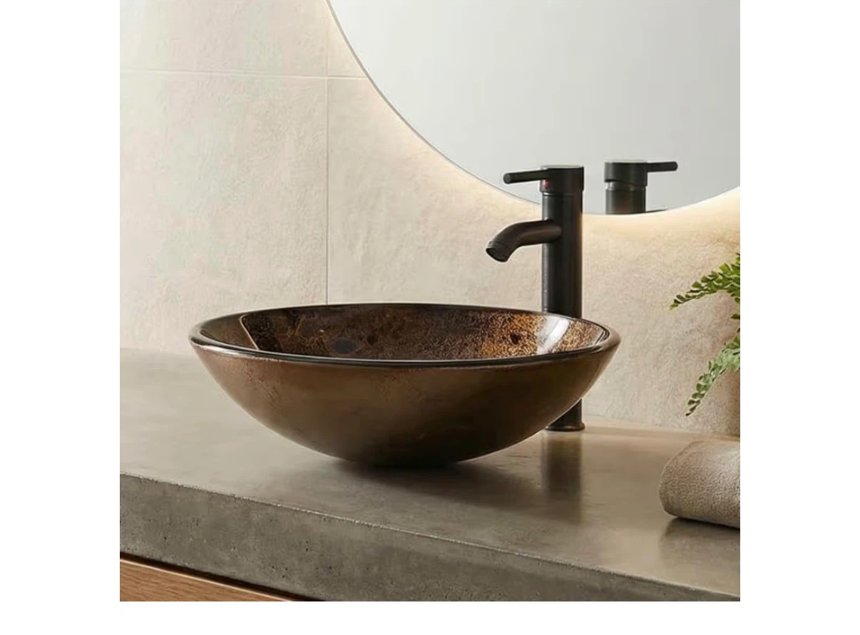 SOLIDEE 16.5 inch Round Vessel Sink - Brown - photo 4