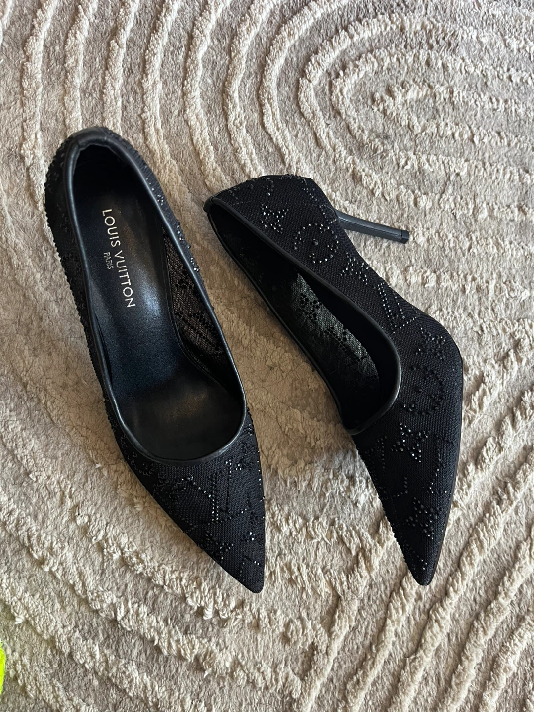 Black Lace rhinestone Heels Sz 8