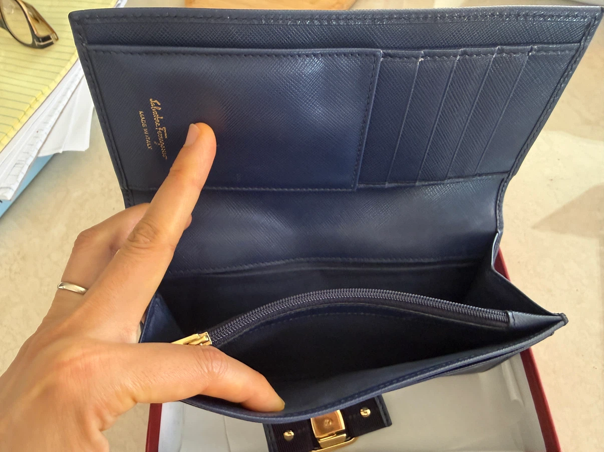 Salvatore Ferragamo Navy Leather Gancini Wallet - photo 5