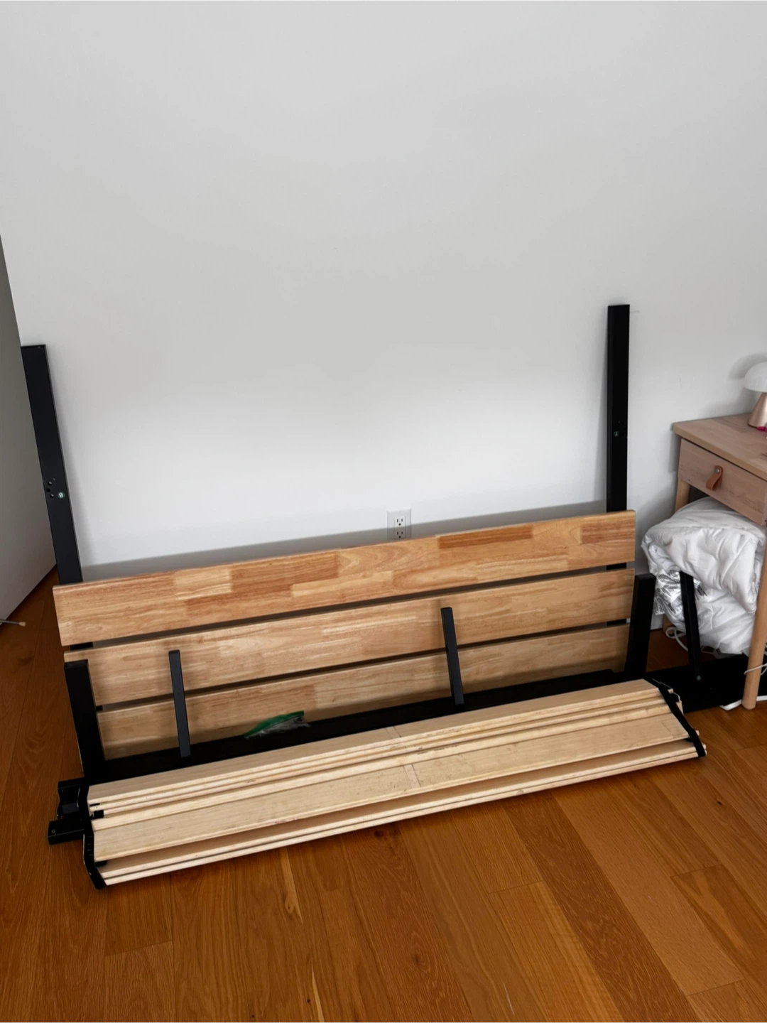 Wood and Metal Bed Frame with Headboard