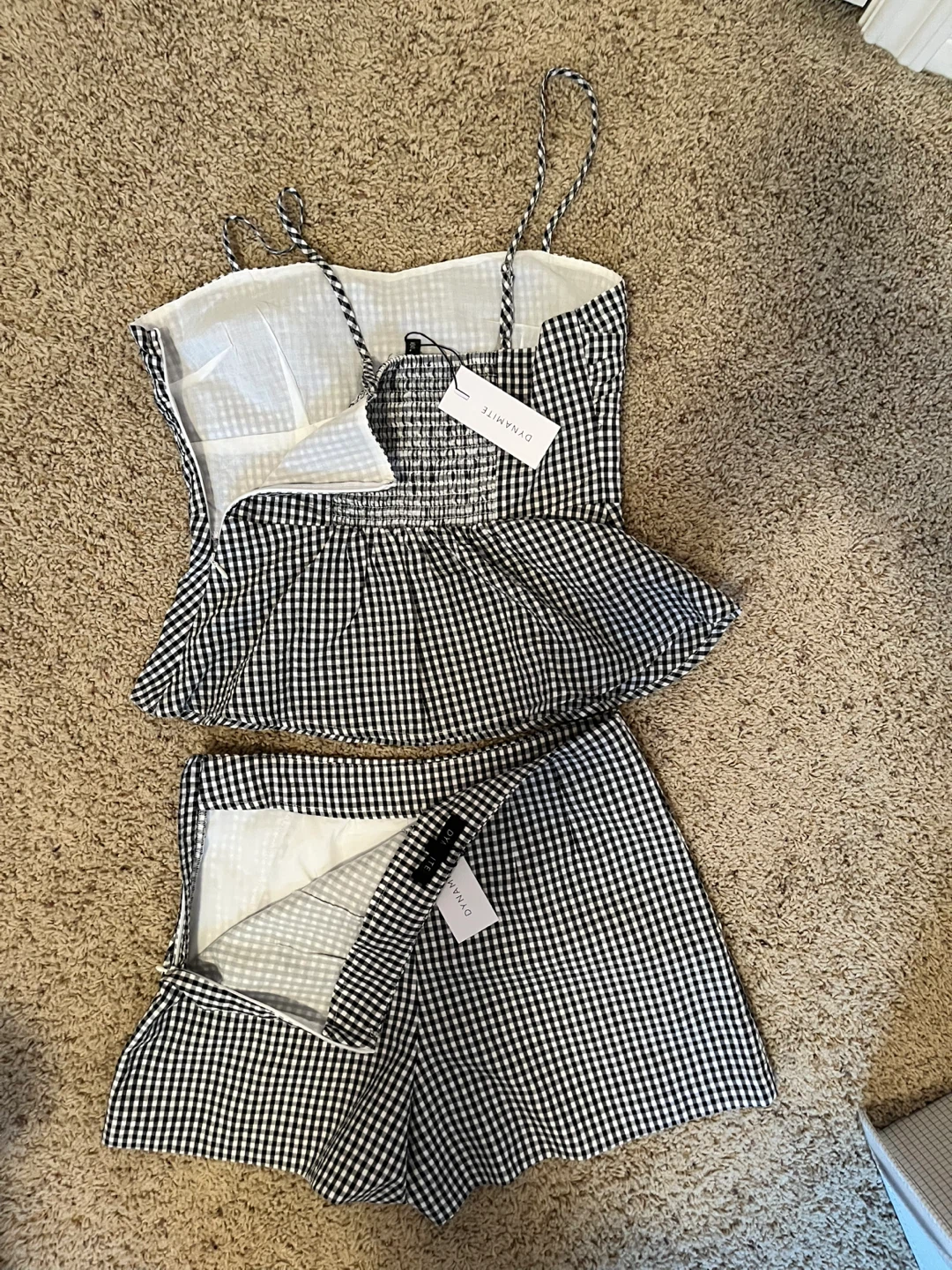 Dynamite Gingham Peplum Top & Shorts Set - photo 3