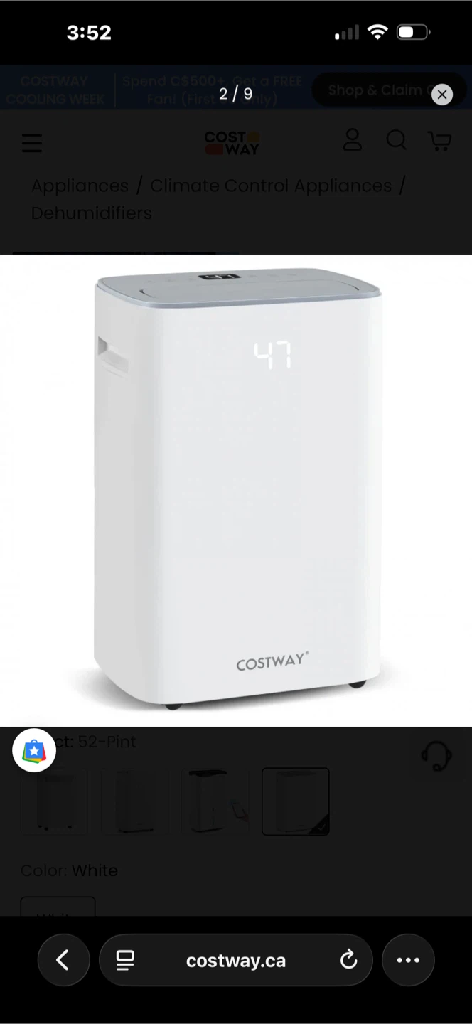 Costway ES10328US-WH Dehumidifier